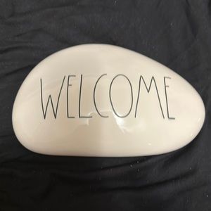 RAE DUNN Garden Stone WELCOME Ground or Wall. Lovely Ceramic